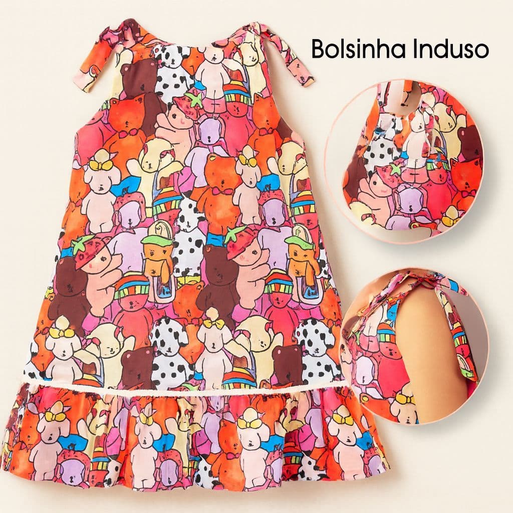 Vestidos  Infantil Menina  Colorido ESTAMPA LANÇAMENTO PREMIUN