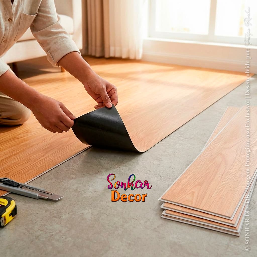 Piso Vinilico Revestimento de Chão Autocolante 91,4x15,2 cm até 5 m²