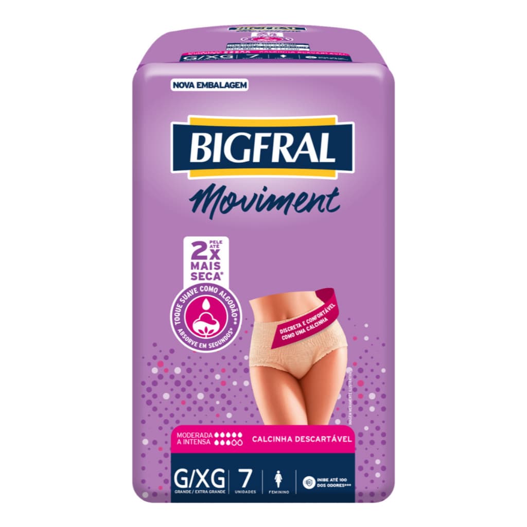 Bigfral Roupa Íntima Moviment Feminina G/xg Pct C/7un