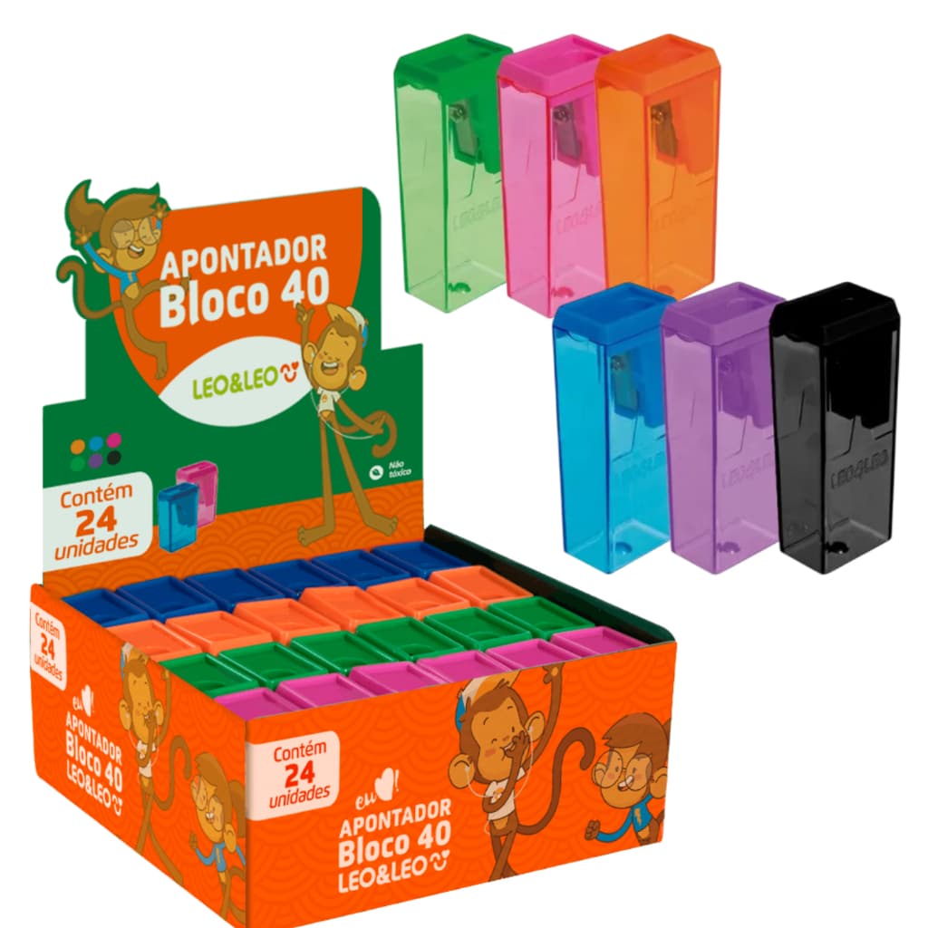 Caixa De Apontador Bloco Com Depósito Com 24 Unidades De 6 Cores