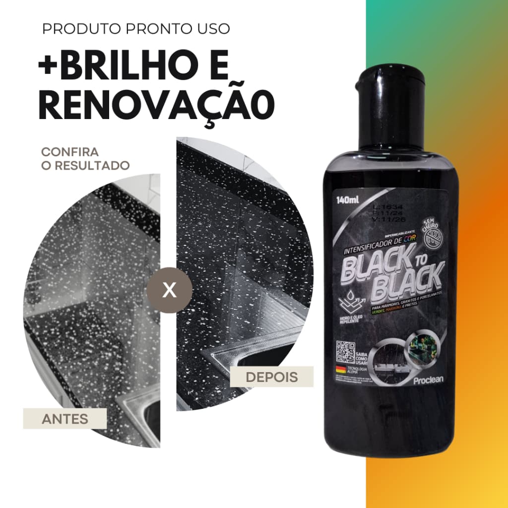 Limpa Granito Mármore Porcelanato Realça Cor Black To Black Revitalizador