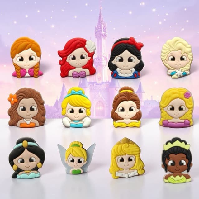 Kit Aplique Princesas Emborrachado — 12/24 unid | p/ Laços, Tiaras e Artesanato Criativo