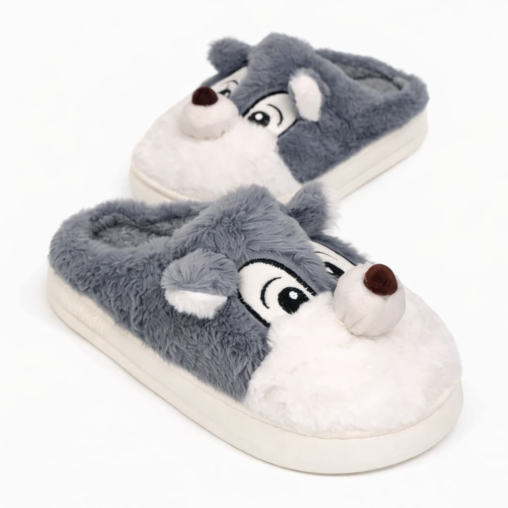 Pantufa de Lobinho Solado Anti-Derrapante Nuvem Emborrachado CV-216