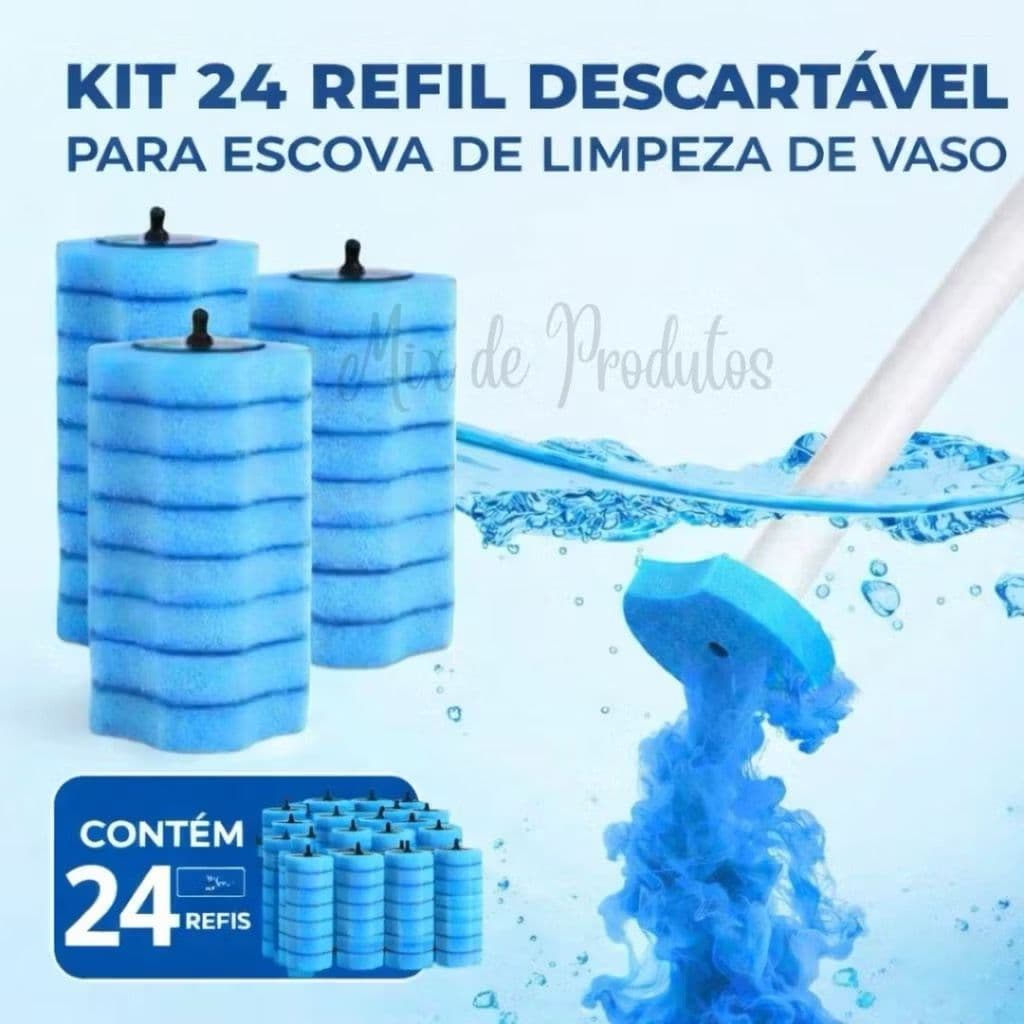 Kit 24 Refil Descartável para Escova de Limpeza de Vaso