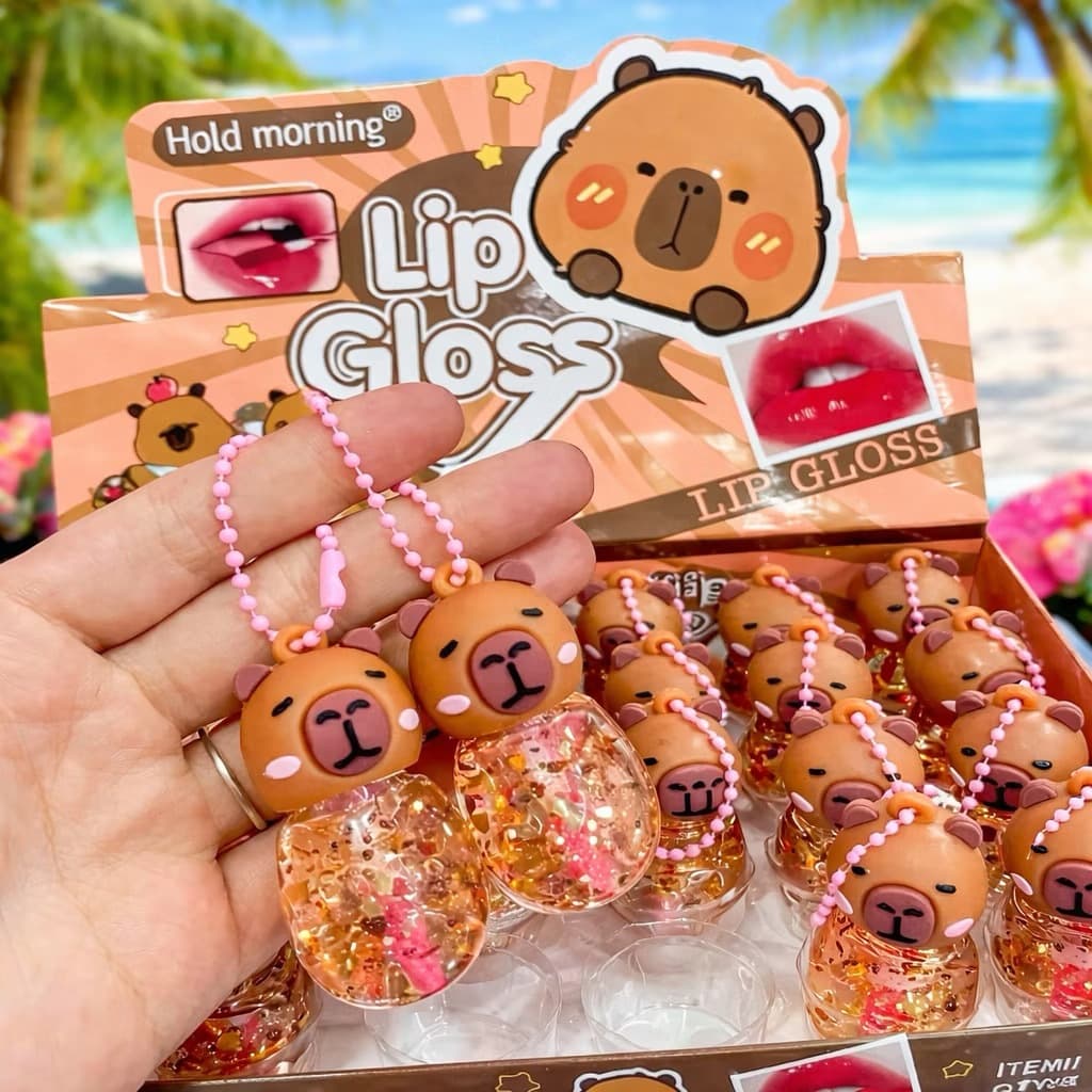 KIT 3/6 pcs Lip Gloss Capivara Cute Mudança de Cor Hidratante Brilho Labial Longa Duração，Oferta especial