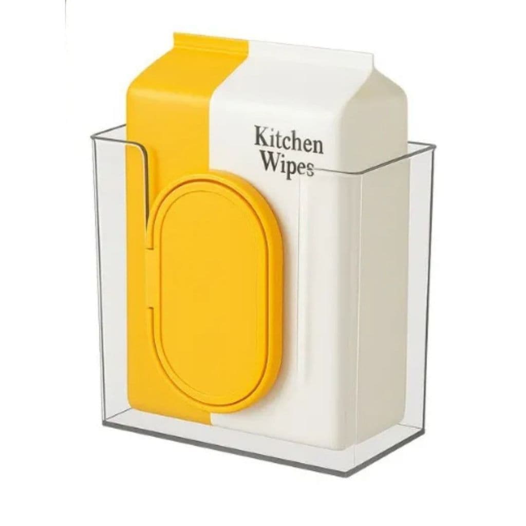 Porta Lenço Umedecido de Parede Acrílico Transparente com Fita Dupla Face
