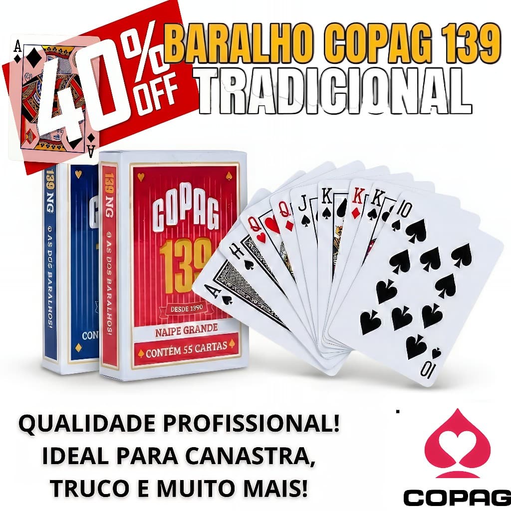 Baralho COPAG 139 Azul e Vermelho Clássico Naipe tradicional Genérico (primeira linha) ideal família
