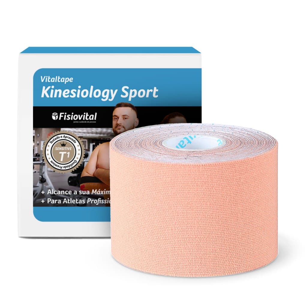 Bandagem Kinesiológica Esportiva 5cm Fisiovital – Fita Kinesio Tape para Alívio da Dor
