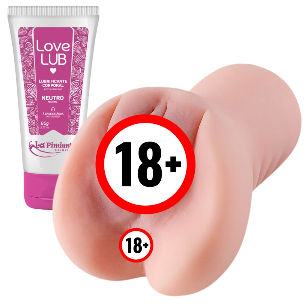 Buceta de Borracha Masturbador Masculino Para Homens Vagina e Ânus 2 Orifícios Texturizados