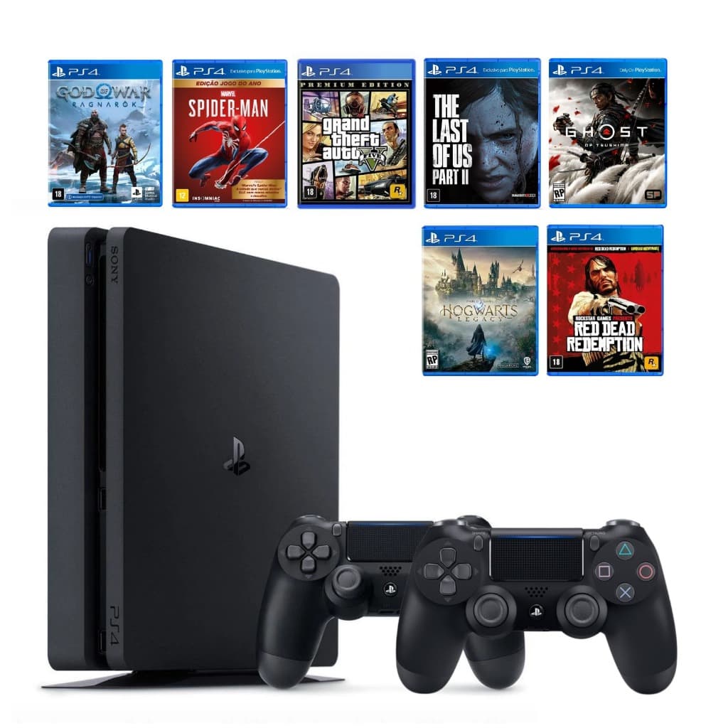 PS4 Slim semi novo desbloqueado com jogos