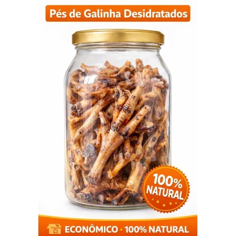 20 Petisco Natural para Cachorro Pé de Galinha Desidratado | Mordedor Natural Rico em Colágeno para Cães