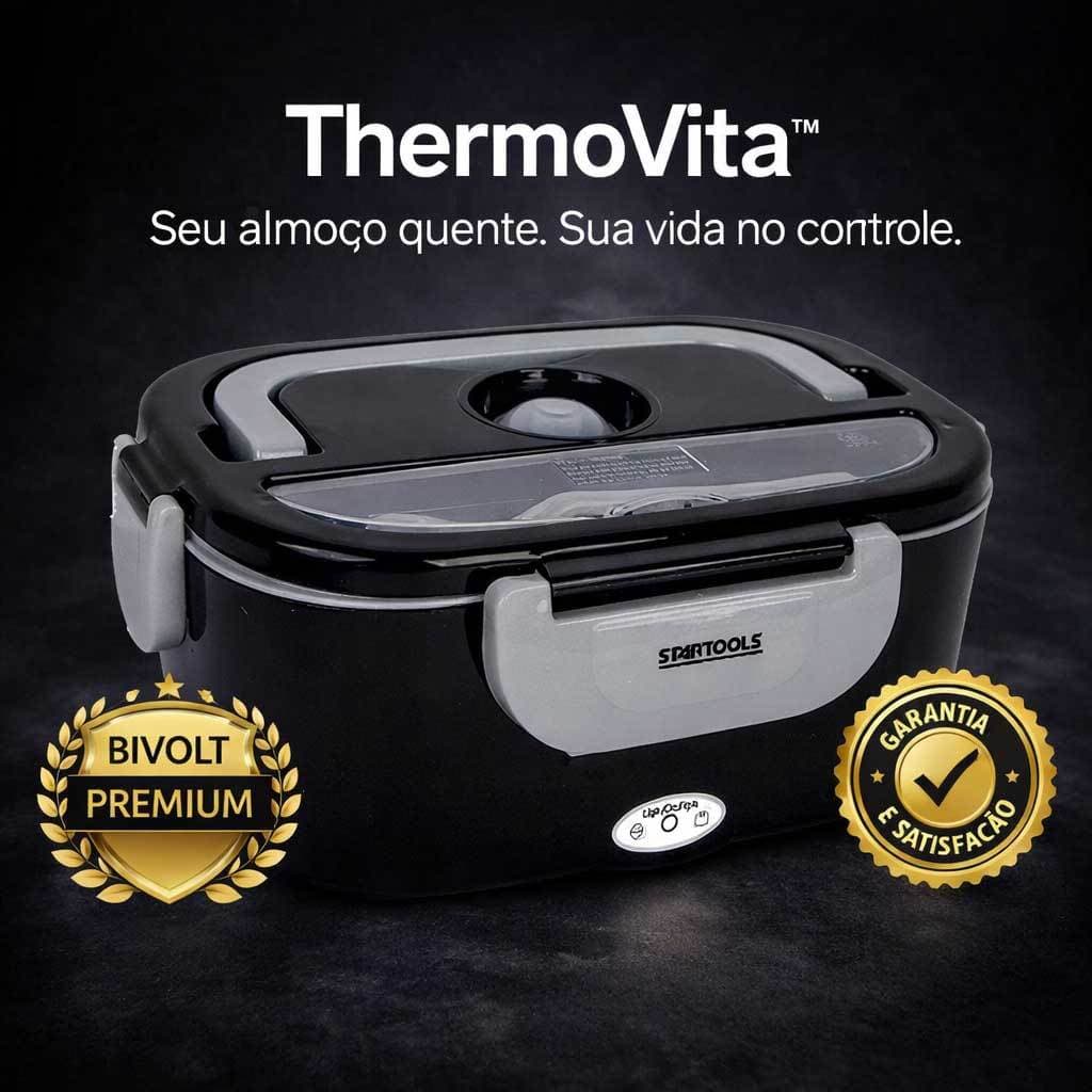 Marmita Elétrica Bivolt Portátil 1.5L 60W Esquenta Marmita Para Trabalho Lunch Box Térmica Preta