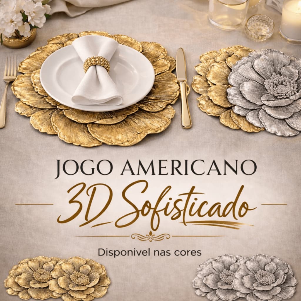 Kit jogo americano redondo 3D sousplat mesa posta cozinha jantar