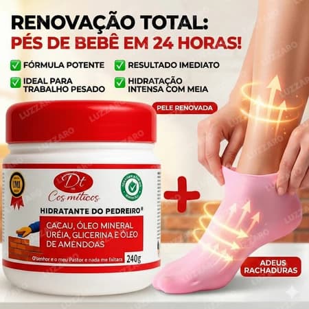 Kit Pés Rachados Hidratante Reparador + Meia de Silicone | Tratamento Calcanhar Seco e Rachaduras