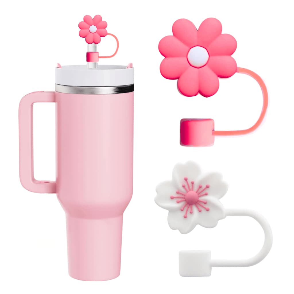 Acessórios para Copo Térmico Protetor de Canudo Forma de Flor Enfeite Decorativo Silicone Higiênico