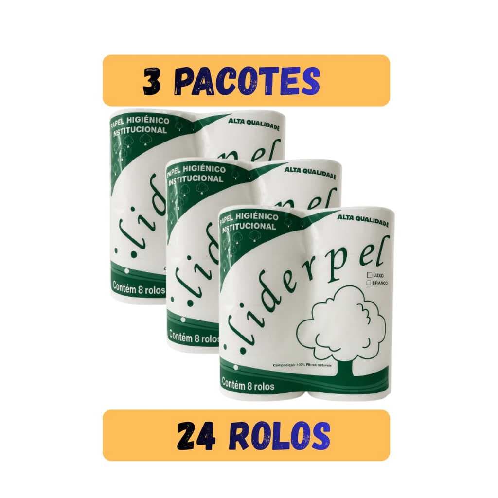 24 ROLOS PAPEL HIGIENICO INSTITUCIONAL BRANCO FOLHA SIMPLES