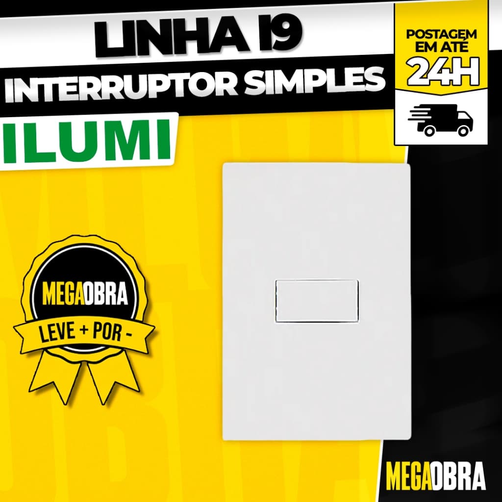 Kit Interruptor Simples 10A Horizontal Ilumi Linha I9 Tomadas e Interruptores