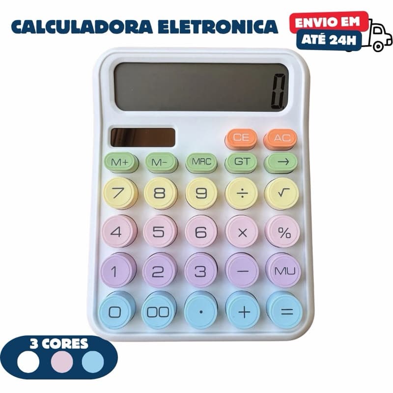 Calculadora Colorida Alta Qualidade Tecla Grande Escritorio Restaurante 27 Digitos