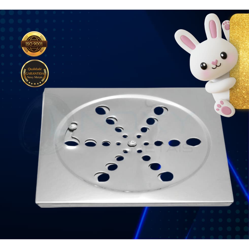 Ralo banheiro lavabo quadrado metal inox Grelha (9.5X9.5) SEM caixilho - Tampa do ralo