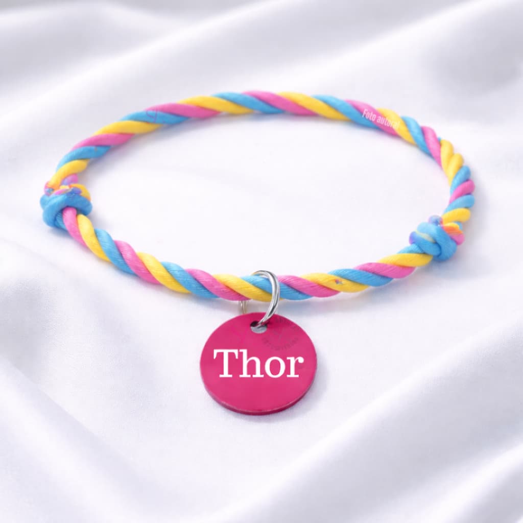 Coleira Colorida com Nome Personalizado Pet Cachorro ou Gato J2