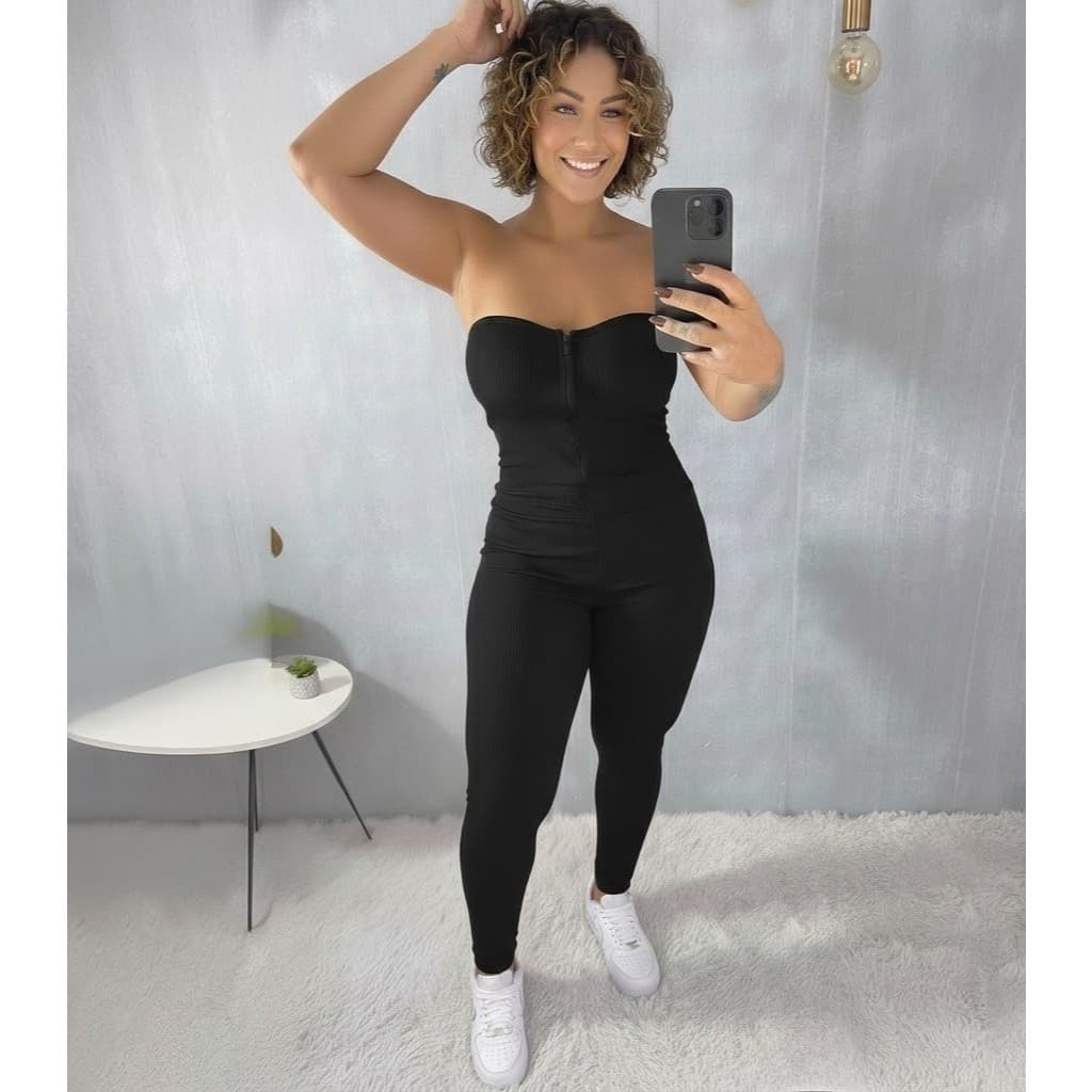 macacão gringa virginia tomara que caia com ziper anarruga