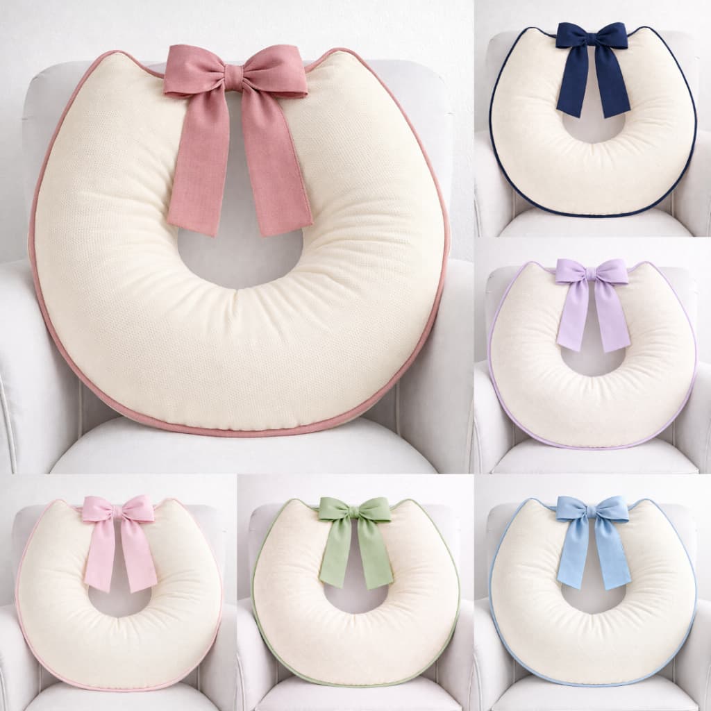 Almofada Amamentação Amamentar Bebê 100% Algodão Extra Grande e Macia Com Laço Capa Removível Piquet