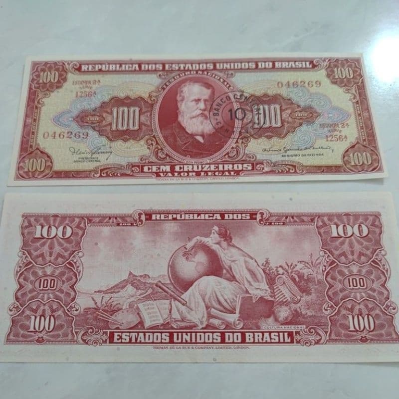 Cédula Antiga Original de 100 (Cem) Cruzeiros Circuladas na década de 1940-1960