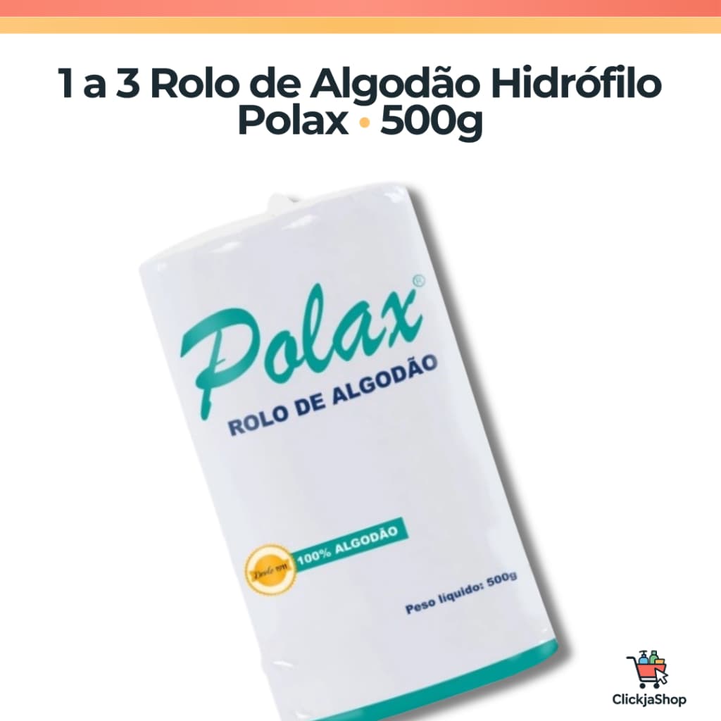 1 a 3 Rolo de Algodão Econômico Hidrófilo 100% Polax 500g