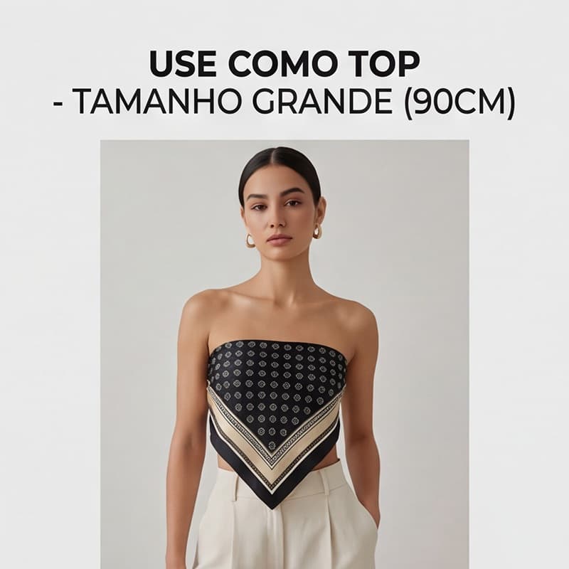 Lenço 90x90cm Feminino Estilo Hip Hop – Bandana Cachecol Streetwear Americano, Moda Versátil Luxo