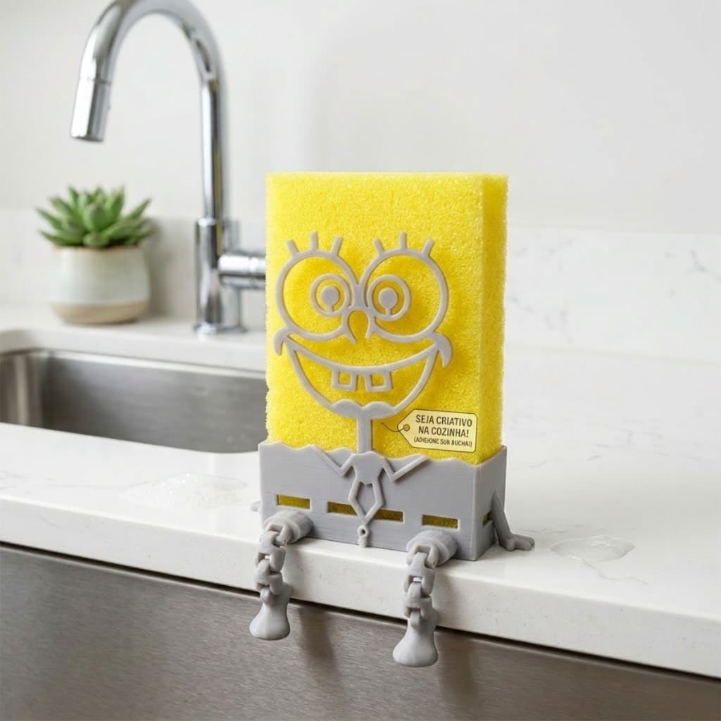 Suporte de Esponja Bob Esponja para Pia Organizador Cozinha Secagem Rápida Decorativo