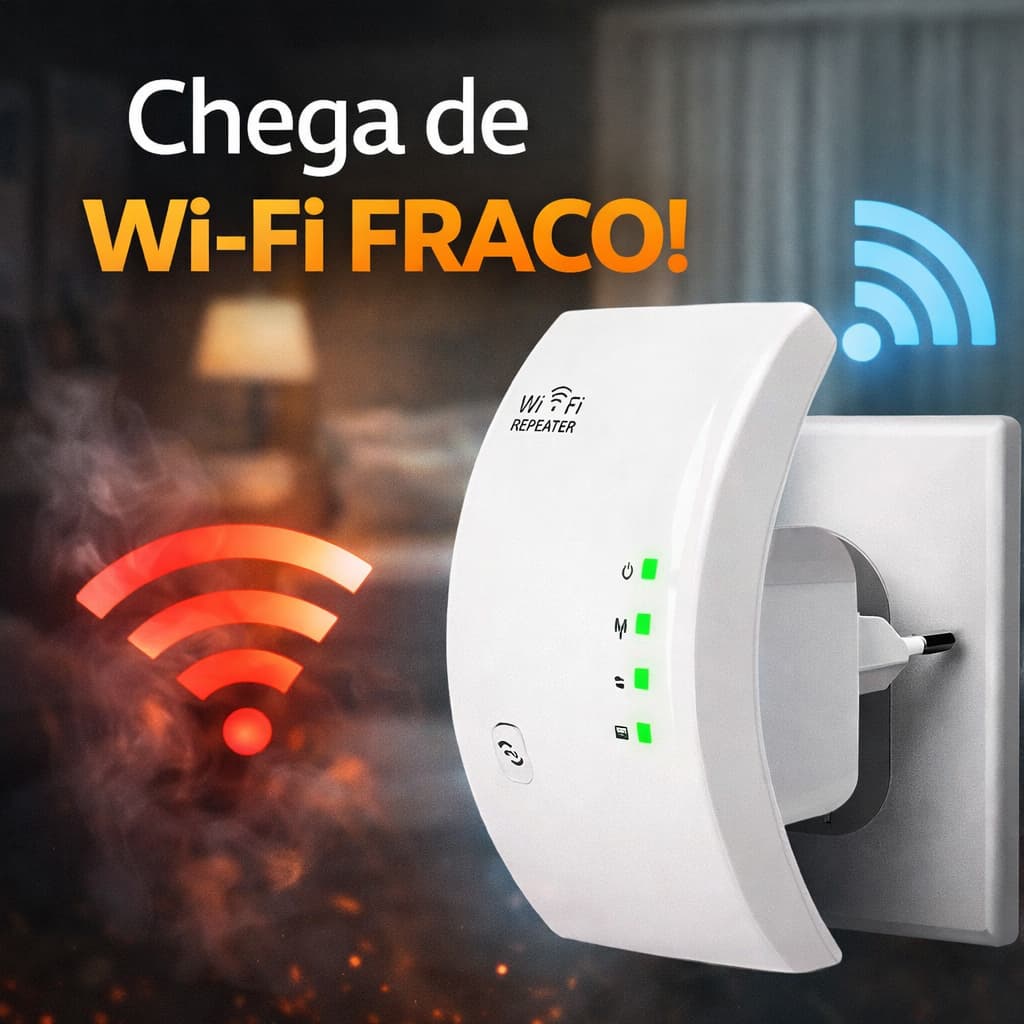 Repetidor WiFi 300Mbps Bivolt Amplificador de Sinal Wireless 2.4GHz com WPS Extensor Internet Entrega Rápida
