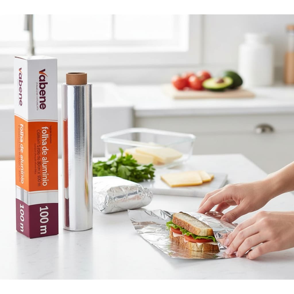 Papel Alumínio 100 METROS x 30cm Assar Forno Fogão Cozinha Rolo Bobina Folha