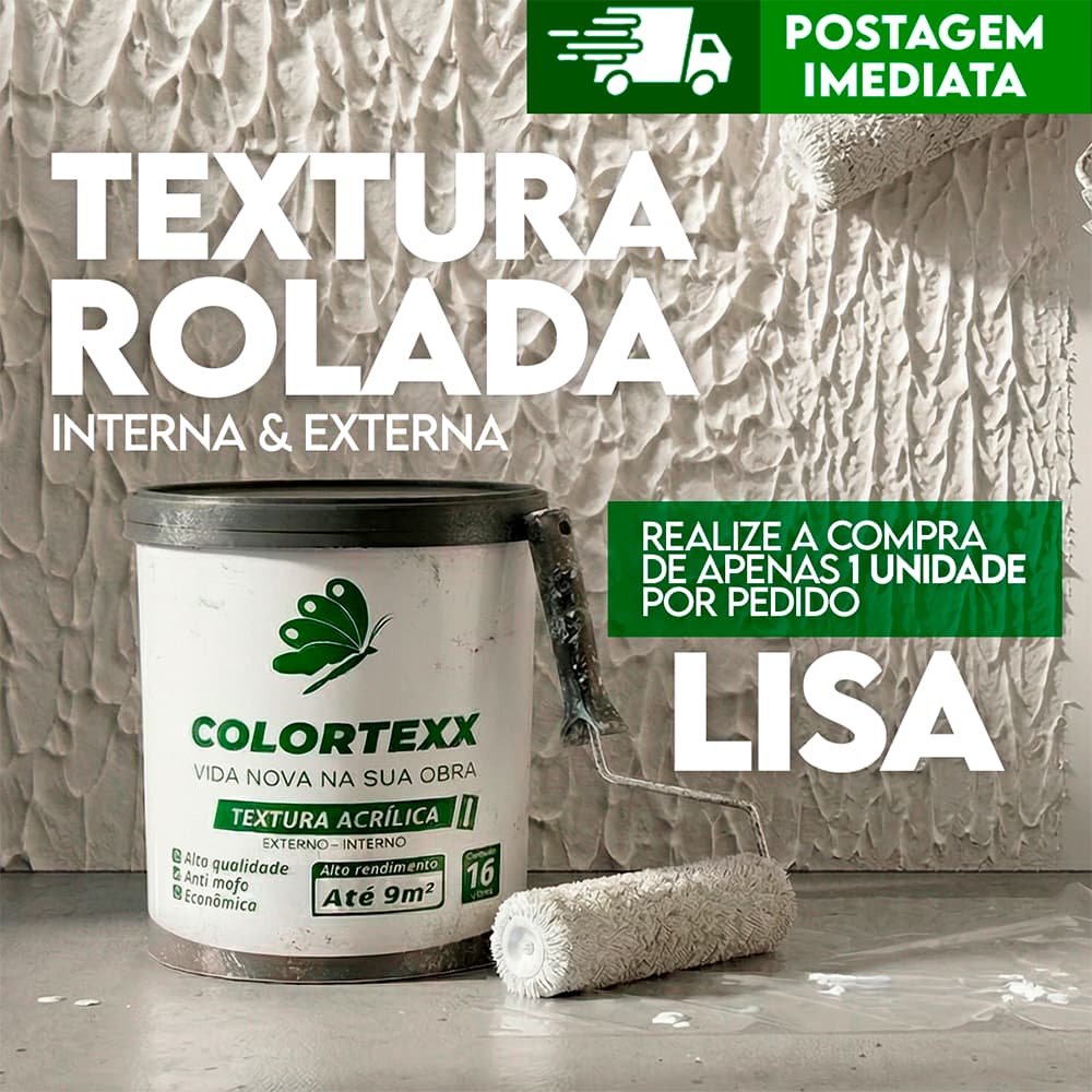 Textura Lisa Colortexx 21kg Interno externo Revestimento parede Rústica Tintexx rolada textura rolo