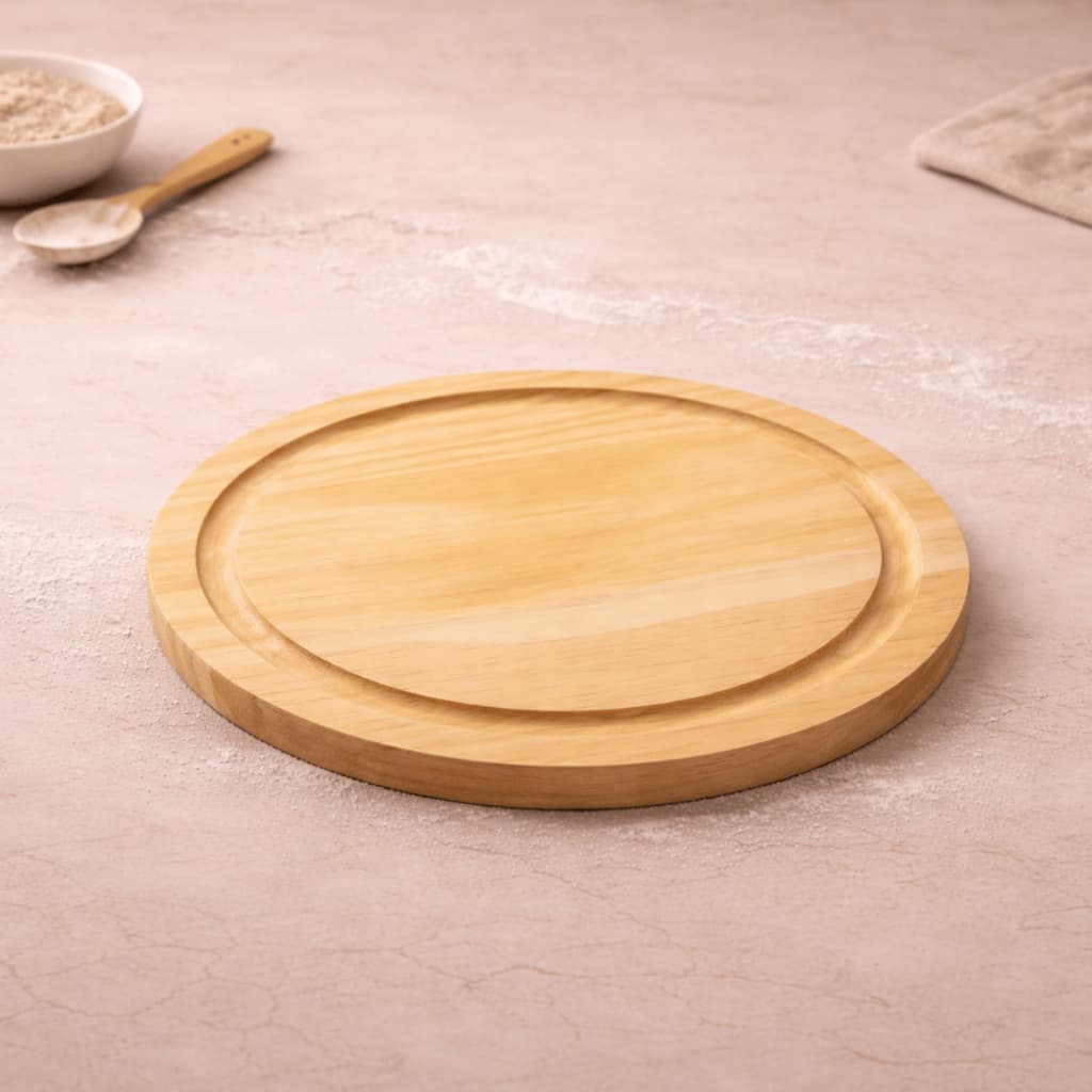 Prato Madeira pinus Redondo 22cm Tábua Petisqueira Servir Queijos Frios Lanche Petiscos Bandeja