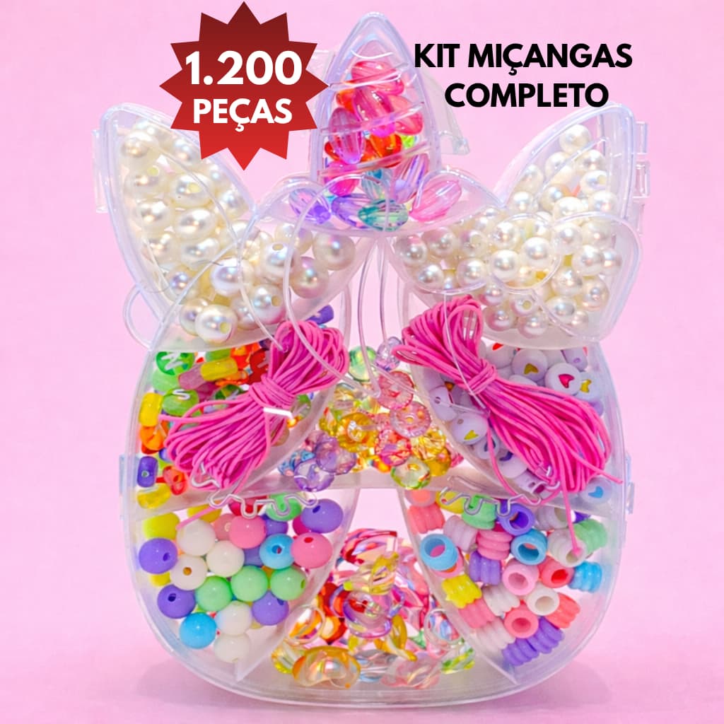 Kit Miçangas coloridas 1.200 peças para fazer Pulseiras Colares bijuteria infantil DIY Phone Strap