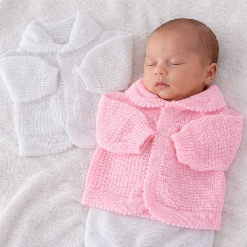 Casaco bebê recém nascido kit com 2 tricô modelo cardigan com gola - manga longa - menino e menina