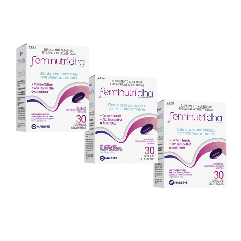 Kit 3x Feminidha Feminutri 30 Caps Suplemento Vitamínico P/ Gestantes