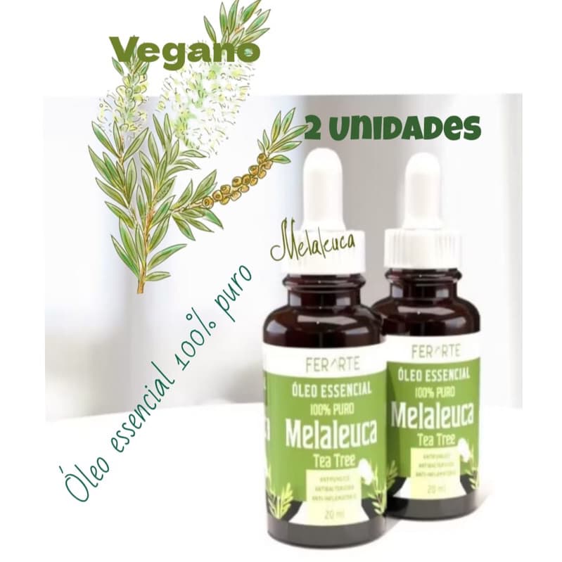 Kit 2 óleos essenciais de melaleuca tea tree 20 ml micose, cuidados intimos