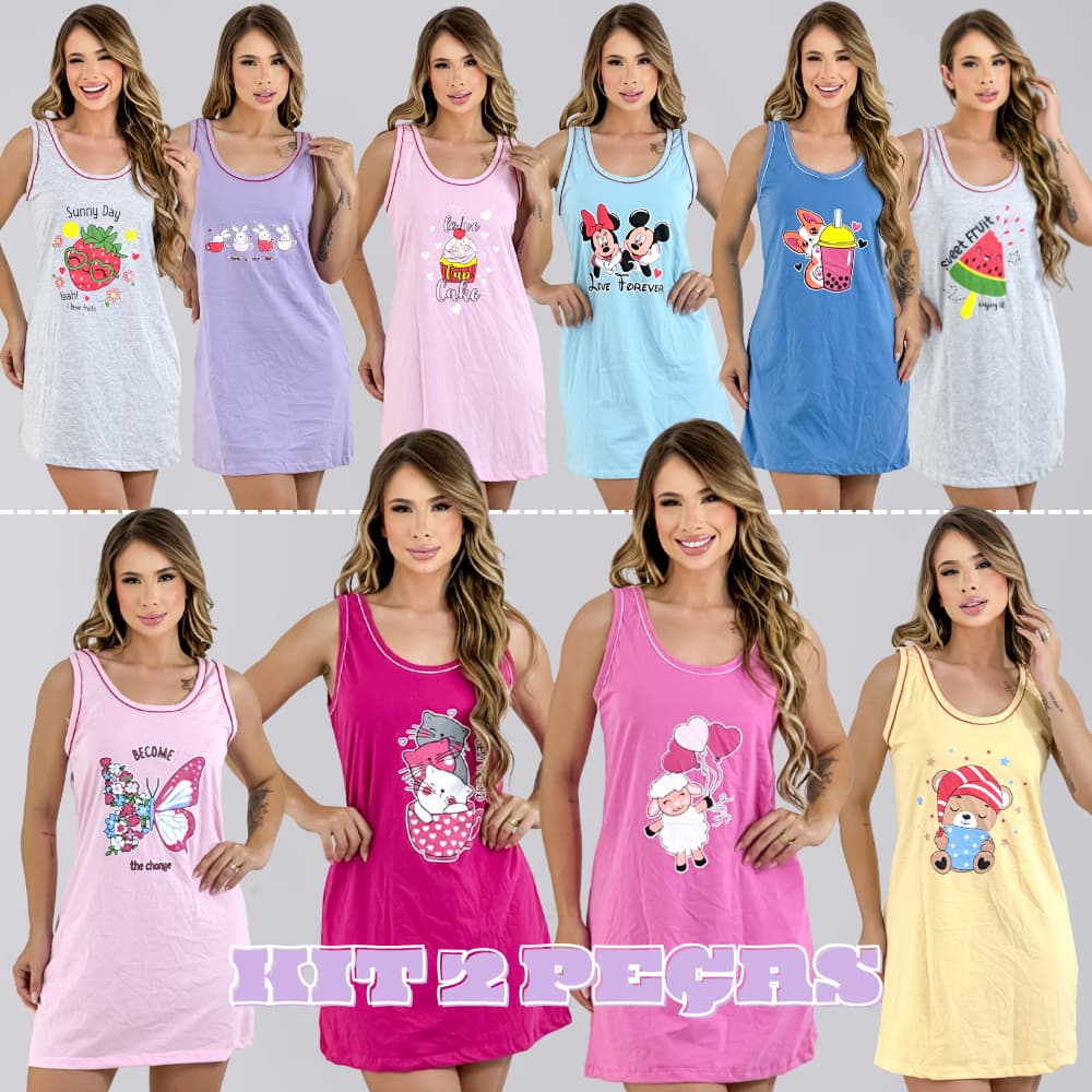 Kit 2 Camisola em Algodão Conforto e Leveza e Toque Suave