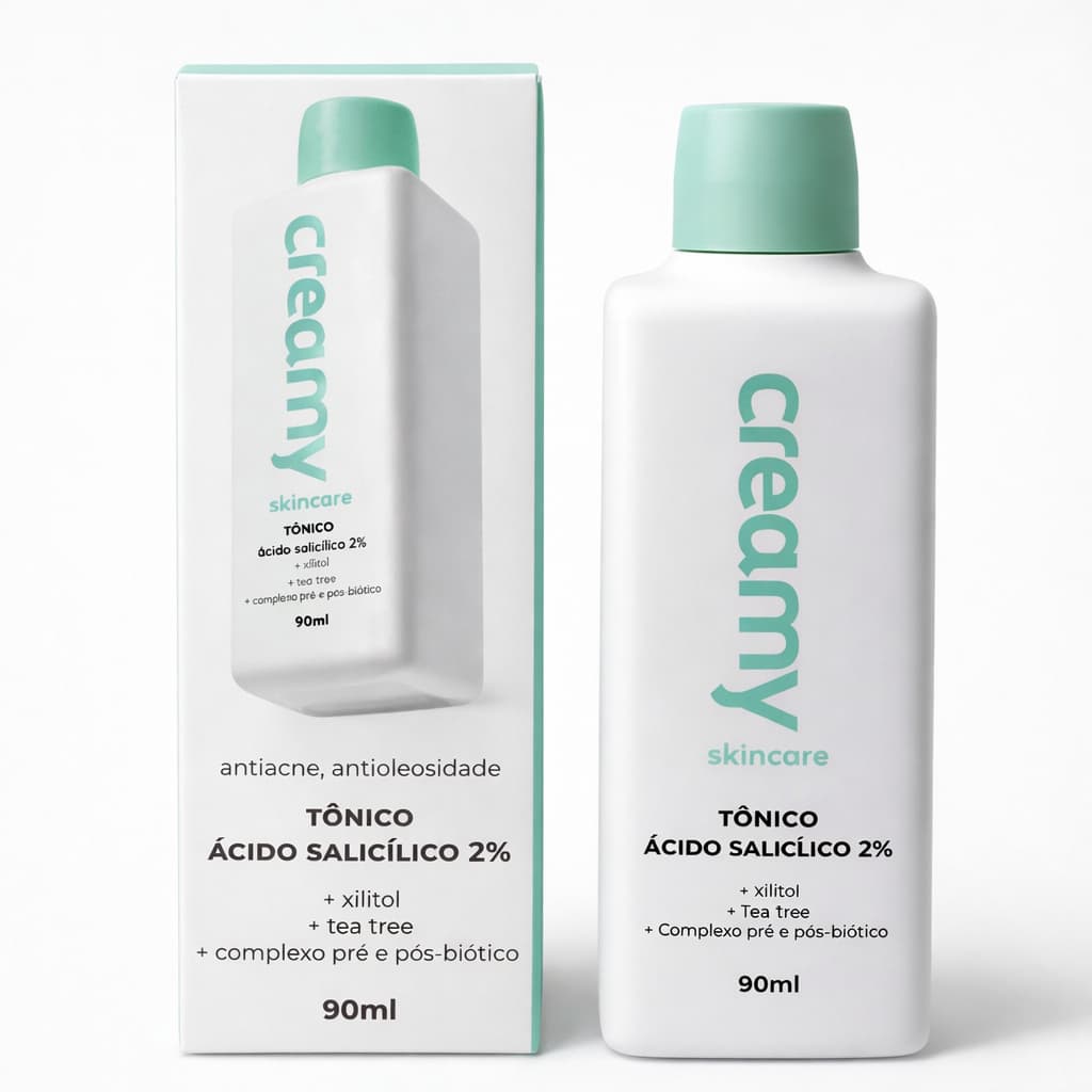 Creamy Skincare Ácido Salicílico 90ml | Ameniza Linhas Finas, Rápida Absorção, Diminui o Brilho Excessivo e Cravos