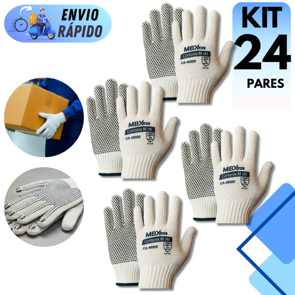 KIT 12 A 24 PARES LUVA TRICOTADA PIGMENTADA PROFISSIONAL PARA SERVIÇO GERAIS MANUTENÇÃO CONSTRUÇÃO