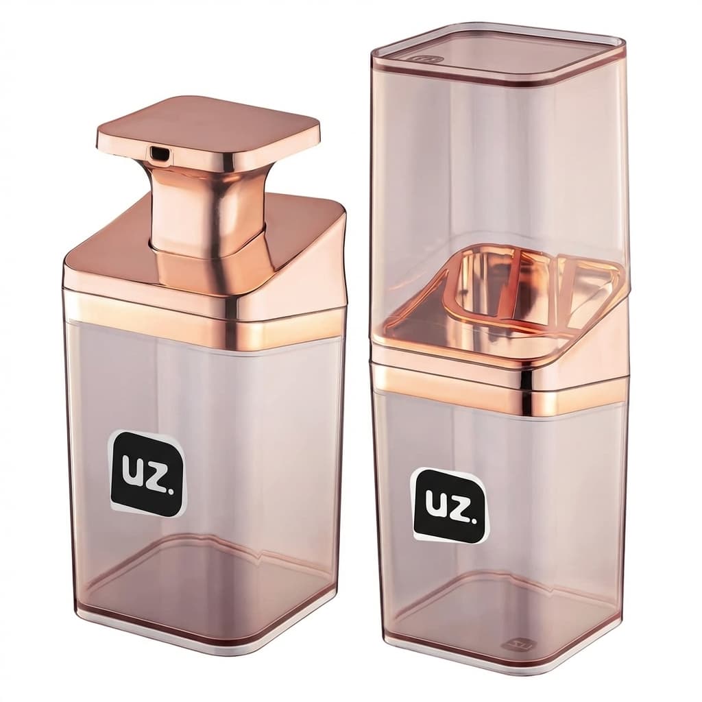 Porta Escova e Porta Sabonete Slim Metalizado UZ Rose Gold ou Dourado Organização Banheiro