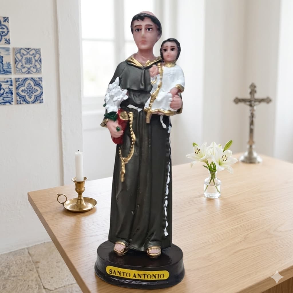 Imagem Santo Antônio 15cm Resina Estatueta Religiosa Casamenteiro Decoração Altar Presente Católico Devoção