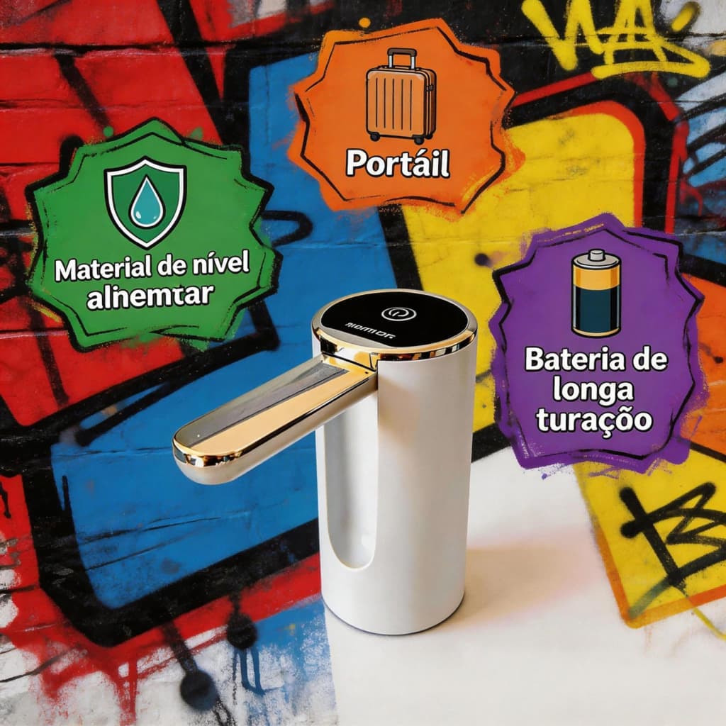 Dispenser de Água Elétrico Sem Fio - Prático e Higiênico para Casa e Escritório WP-02