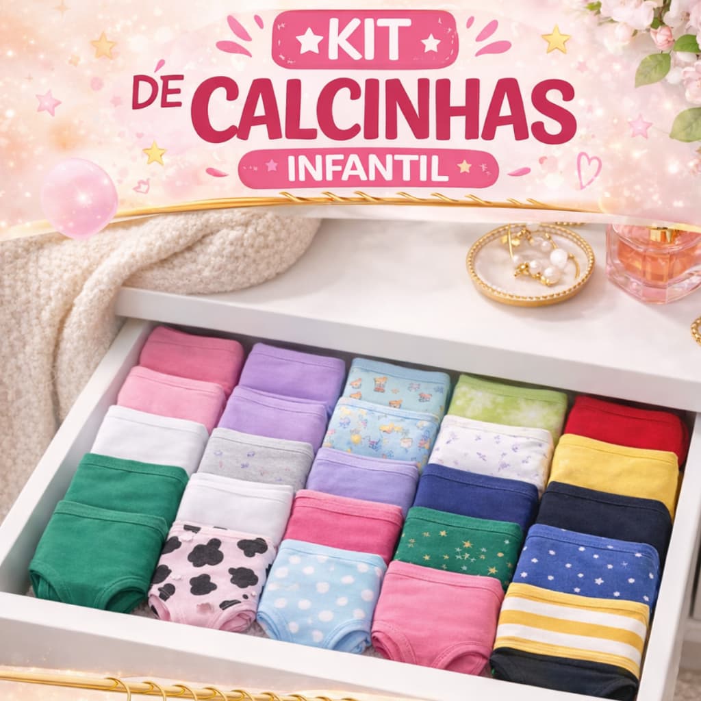 Kit Calcinhas Infantil Juvenil Algodão Cotton