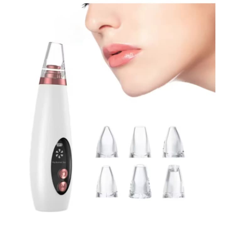 Limpador Facial Elétrico Recarregável USB com 6 Pontas de Limpeza