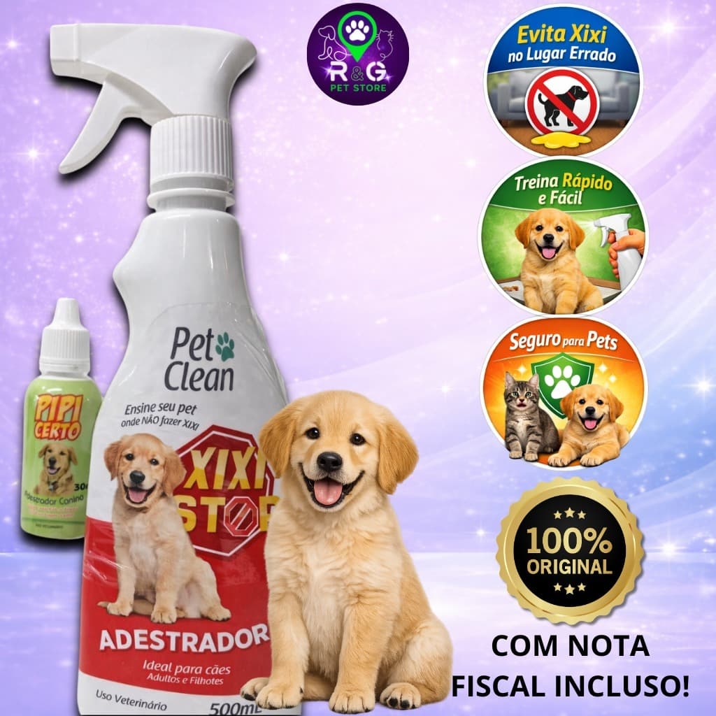 Kit Adestrador Xixi Stop + Xixi Aqui Pet Clean 500 mL para Cães e Gatos - ENVIO IMEDIATO