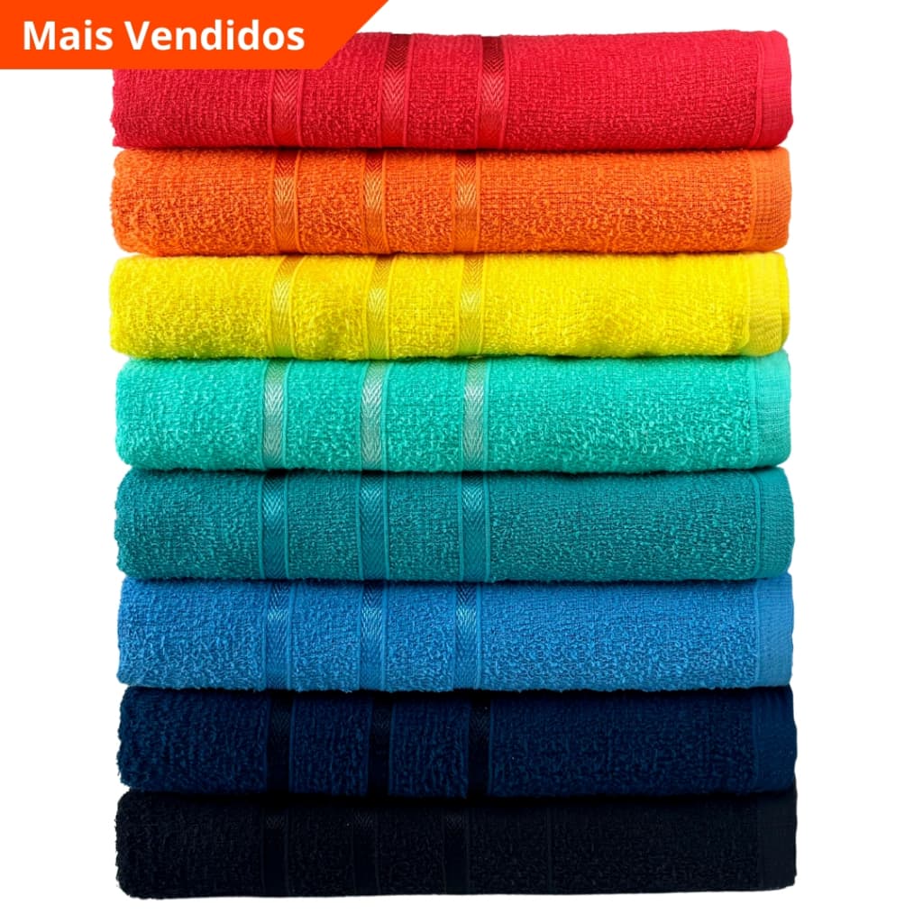 Kit 10 Toalhas de Rosto Grande 40x70cm Felpuda 100% Algodão Macia - Heinig Textil