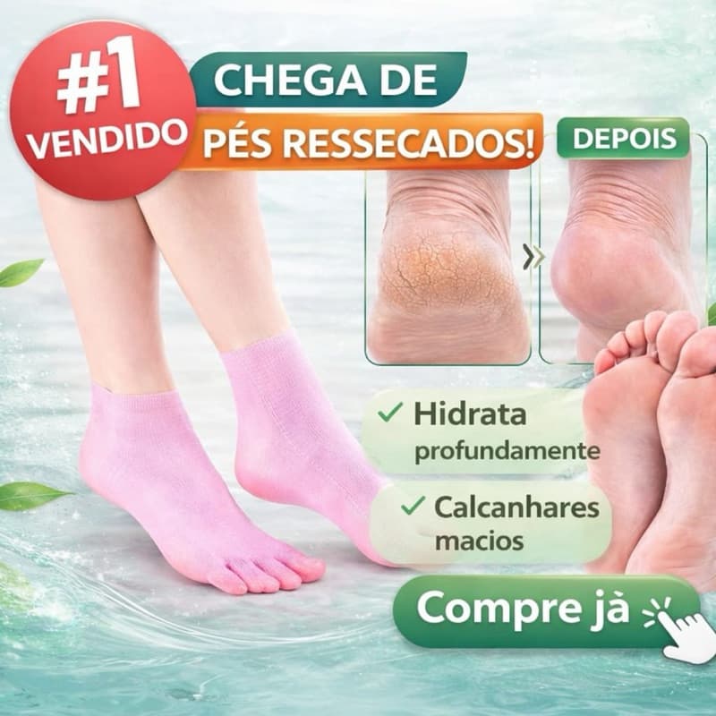 Meia de Silicone Gel Hidratante Calcanhar Ressecados Removedor Pele morta cuidado dos pés