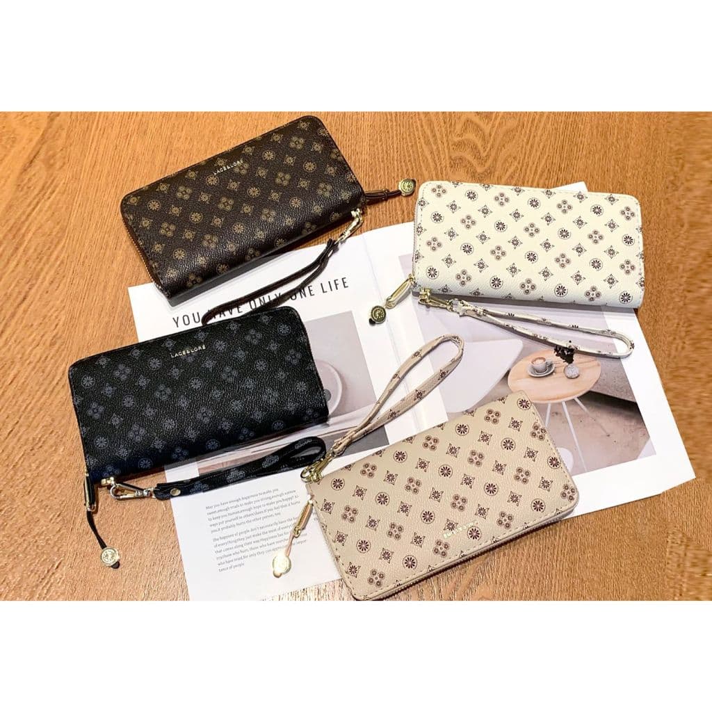 Carteira Feminina Monograma Elegante Compacta Moderna Alta Qualidade